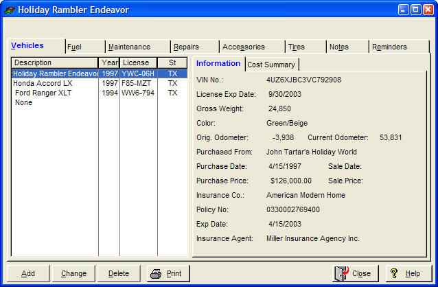 Rolling Stock - Vehicle and trip expense accounting